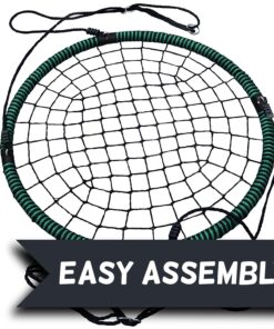 Royal Oak Giant 40 Inches Spider Web Tree Swing, 600 lb Weight Capacity, Durable Steel Frame, Waterproof, Adjustable Ropes, Flag Set and 2 Carabiners, Non-Stop Fun for Kids! Green 18 81QwJQkyBLL