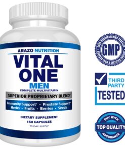 Vital One Multivitamin for Men – Daily Wholefood Supplement - 150 Vegan Capsules – Arazo Nutrition 19 81QwuTs4l6L