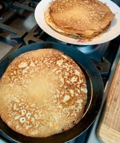 de Buyer Blue Carbon Steel Crepe & Tortilla Pan - 9.5” - Ideal for Making & Reheating Crepes, Tortillas & Pancakes - Naturally Nonstick - Made in France 9.5" 47 81QxE1k7W7L 1