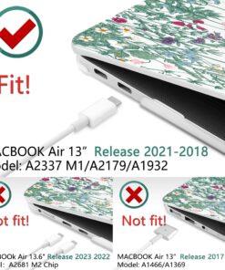 Alternative view of DONGKE for MacBook Air 13 Inch Case 2021 2020 2019 2018 Release Model A2337 M1 A2179 A1932, Frosted Matte Clear Hard Shell Cover for MacBook Air 13" with Retina Display & Touch ID - Garden Floral