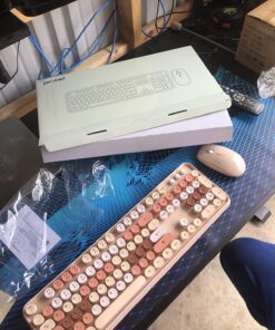 SADES V2020 Keyboard and Mouse Combo, Colorful Wireless Keyboard with Round Keycaps,2.4GHz Dropout-Free Connection,Long Battery Life,Cute Wireless Mouse for PC/Laptop/Computer (MilkTea Color) MilkTea color 32 81R0ok3UhjL