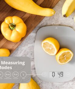 Greater Goods Gray Food Scale - Digital Display Shows Weight in Grams, Ounces, Milliliters, and Pounds | Perfect for Meal Prep, Cooking, and Baking | A Kitchen Necessity Designed in St. Louis Plastic Ash Grey 29 81R1 QafVvL