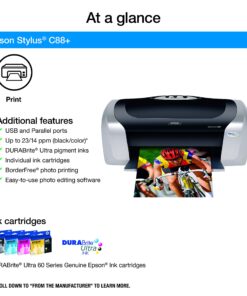 Epson Stylus C88+ Inkjet Printer Color 5760 x 1440 dpi Print Plain Paper Print Desktop Model C11C617121 Printer Only 13 81R1T9SFTL