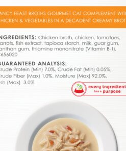 Purina Fancy Feast Lickable Wet Cat Food Broth Topper, Creamy With Chicken and Vegetables - (16) 1.4 oz. Pouches Creamy Chicken & Vegetables 1.40 Ounce (Pack of 16) 14 81R1Ynk14nL