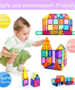 Children Hub 100pcs Magnetic Tiles Set - Educational 3D Magnet Building Blocks - Building Construction Toys for Kids - Upgraded Version with Strong Magnets - Creativity, Imagination, Inspiration 25 81R2RwQsUuL
