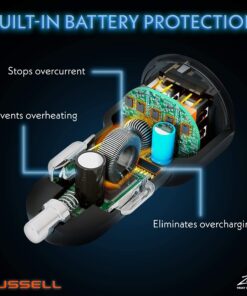 Hussell Car Charger Adapter - 3.0 Portable USB w/Fast Charge Technology & Dual Ports - Compatible w/Apple iPhone, Android, Tablet or Other USB Device - White Elephant, Stocking Stuffers 29 81R50rMkJuL 1