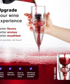 Vintorio Wine Aerator OMNI Set - Premium Decanter for Red Wine Lovers with Gift Box, Velvet Bag, and Mini Stand - Durable, Crystal Clear Acrylic 15 81R6RREAZnL