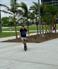 Mongoose Expo Youth Kick Scooter, Suggested for Riders with Ages 6 to 9 Years Old, Max. Weight of 175 lbs., Front and Rear Caliper Brakes, Rear Axle Pegs, 12-Inch Inflatable Wheels Green/Grey 44 81R7I53wJtL