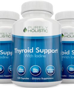 Purely Holistic Thyroid Support Supplement with Iodine - 120 Capsules - 2 Month Supply - with L-Tyrosine, B12, Magnesium, Ashwagandha, Kelp & More - Formulated for Women - Non GMO 31 81R8eBstAPL