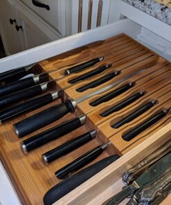 Utoplike In-Drawer Bamboo knife block, Drawer Knife Set Storage, Knife Organizer and Holder with Slots for 16 Knives and 1 Sharpening Steel (Not Included)-Kitchen Drawer, Counter Top 35 81RA AAznCL