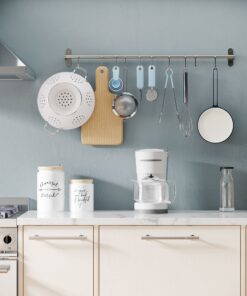 Wallniture Lyon 31.5" Wall Mount Kitchen Utensil Holder With 10 S Hooks For Hanging Pots and Pans Set 25 81RAa4xQ5CL