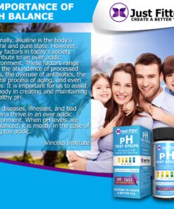 Alternative view of Just Fitter pH Test Strips for Testing Alkaline and Acid Levels in The Body. Track & Monitor Your pH Level Using Saliva and Urine. Get Highly Accurate Results in Seconds. 1