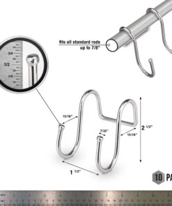 Pro Chef Kitchen Tools Double Utility Hooks - Dual S Hook 10 Pack Set - Hanging S Shaped Heavy Duty Metal Hooks for Outdoor Garage Home Storage Organization - Fits Utensil Rack Rails - Pot Hanger Bar 21 81RE1Y84ClL