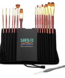 Santa Fe Art Supply Paint Brush Set W/Carrying Case-Organizer - 15+1 Professional Grade Wood Paintbrush Kit Perfect for Watercolor, Oil, Ink, Face - Creative Art Brushes & Craft Supplies for Artists 30 81RF41rWJVL