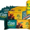 Rise Whey Protein Bar, Chocolatey Almond, Healthy Breakfast & Snack Bar, 17g Protein 5g Dietary Fiber, 4 Natural Whole Food Ingredients, Simplest Non-GMO, Gluten Free, Soy Free Bar, 12 Pack 12 81RFBi5FAeL