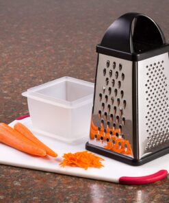 Oliver & Kline Boxed Grater, Stainless Steel Box Surface Glide Technology & Vegetable Slicer Grater with Container for Storage Space A+ Kitchen Gift-4 Sided for Vegetables, Fruit 32 81RHTYQEO8L