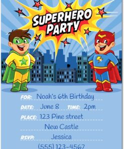 30 Superhero Birthday Invitations with Envelopes (30 Pack) - Kids Birthday Party Invitations for Boys or Girls 6 81RLL0XS0iL