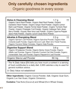 Detox Organics Chocolate Superfood Powder, Detox Cleanse for your Body, Bloating Relief, Immune Support Supplement Smoothie Detox Mix, Greens Blend Superfood, Low Carb, Vegan, Soy Free, Dairy Free 22 81RLx GTbyL
