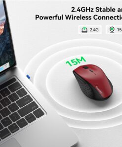 TECKNET Wireless Mouse, 2.4G USB Computer Mouse with 6-Level Adjustable 3200 DPI, 30 Months Battery, Ergonomic Grips, 6 Buttons Portable for PC, Chromebook, Mac - Red 28 81RM2hLF8YL
