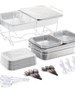 Alternative view of Tiger Chef Chafing Dish Buffet Set Disposable - Full Size Disposable Wire Chafer Stand Kit - 30-Piece Catering Set for Parties Includes Chafer Pans Disposable Serving Utensils