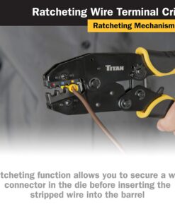 TITAN 11477 Ratcheting Wire Terminal Crimper Tool for Insulated Terminals, Fixed Jaw Crimper Fixed Jaw Crimper for Insulated Terminals 32 81RN9NyGKLL
