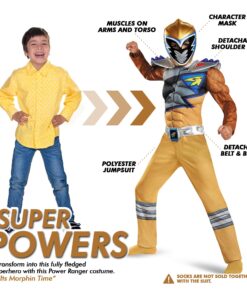 Alternative view of Gold Ranger Dino Charge Classic Muscle Costume for Kids Small (4-6) One Color