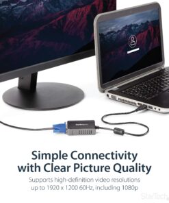 StarTech.com USB to VGA Adapter - 1440x900 - External Video & Graphics Card - Dual Monitor Display Adapter - Supports Windows (USB2VGAE2),Gray 1440p x 900p 12 81RQwyIRpL