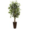 Nearly Natural 5924 5.5ft. Ficus Tree with Bamboo Planter,Green 35 81RRiuw7JuL