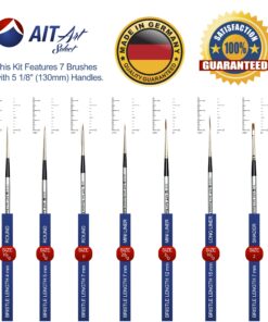 AIT Art Select Red Sable Detail Brush Set, 7 Pure Russian Sable Paint Brushes, Handmade in Germany for Crafting Exquisite Details Using Oil, Acrylic, or Watercolors 40 81RSXbYaJEL