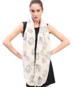 Vintage Camera Print Women's Infinity Scarf, Lightweight for Spring Fall Winter Beige 7 81RTUqMjATL