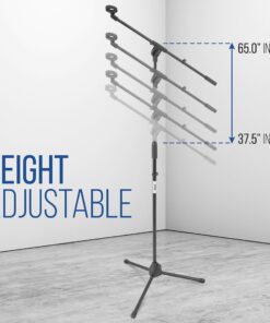 Alternative view of Pyle Foldable Tripod Microphone Stand - Universal Mic Mount and Height Adjustable from 37.5'' to 65.0'' Inch High w/ Extending Telescoping Boom Arm Up to 28.0'' - Knob Tension Lock Mechanism PMKS3
