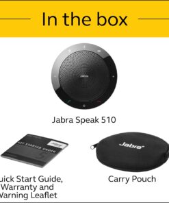Jabra Speak 510 UC Wireless Bluetooth Speakerphone – Outstanding Sound Quality, Portable Conference Speaker for Holding Meetings Anywhere - Certified for Zoom & Google Meet UC Optimized (Standard) 25 81RYdSsufWL