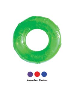 KONG - Squeezz® Ring - Strong Squeaky Dog Toy, bounces and squeaks even if punctured - For Large Dogs (Assorted Colors) 18 81RalqgXlNL
