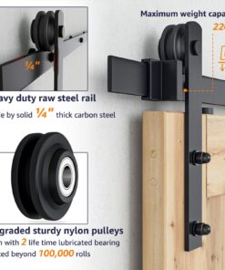 SMARTSTANDARD 6.6FT Barn Door Hardware kit, Barn Door Track, Sliding Door Hardware kit, Smoothly and Quietly -Heavy Duty Sturdy -Easy to Install, Fit 36"-40" Wide Panel (I Shape Hanger) 6.6 Feet 28 81RcZUqLaIL