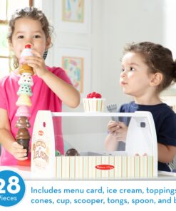 Melissa & Doug Wooden Scoop and Serve Ice Cream Counter (28 pcs) - Play Food and Accessories - Pretend Food Toys, Ice Cream Shop Toys For Kids Ages 3+ Scoop & Serve Ice Cream Counter 27 81RckhbXwlL 3