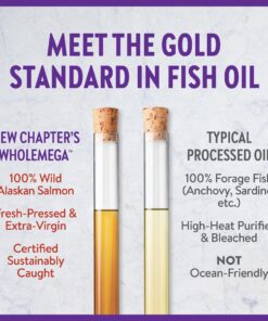 New Chapter Wholemega Fish Oil Supplement - Wild Alaskan Salmon Oil with Omega-3 + Vitamin D3 + Astaxanthin + Sustainably Caught - 60 ct, 1000mg Softgels Unflavored 60 Count (Pack of 1) 13 81Rdxi57PfL