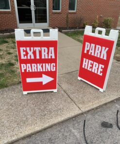 Plasticade Signicade Portable Storable Folding Heavy Duty Plastic A Frame Double Sided Sidewalk Sign with Locking Hinges, White 1 Pack 24 81RerI8DUhL