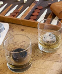 Sea Stones- 9-Piece Set - Full Sized Upcycled Granite Whiskey Chilling Stones- On the Rocks Set Includes 2 Monogrammable Tumblers with Wooden Presentation Tray - Made in the USA with Granite from NH 13 81RfRdYZMzL