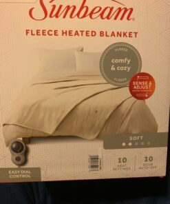 Sunbeam Royal Ultra Fleece Heated Electric Blanket Twin Size, 84" x 62", 12 Heat Settings, 12-Hour Selectable Auto Shut-Off, Fast Heating, Machine Washable, Warm and Cozy, Admiral Blue Royal Ultra Blanket 34 81RftvNqouL