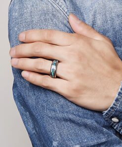 NUNCAD Mens Tungsten Ring Wedding Band 8mm Real Blue/Green Opal and Abalone Shell Tungsten Engagement Ring Comfort Fit Size 7-12 Marine Opal 7.5 11 81Rj5eL5egS