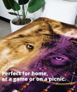 Dawhud Direct Dreamcatcher Wolf Fleece Blanket for Bed, 75" x 90" Dreamcatcher Fleece Throw Blanket for Women, Men and Kids Super Soft Plush Wolf Blanket Throw Fleece Blanket - King Size Blanket I Wolf Dreamcatcher 75" x 90" 21 81RkRkmgDoL