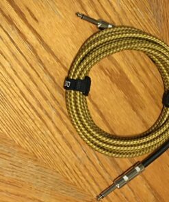 GLS Audio Instrument Cable - 1/4 Inch TS to 1/4 Inch Instrument Cable for Bass/Electric Guitar- Brown/Yellow Braided Tweed, 15ft 15 Ft. Straight Gold 35 81Rle4sVYjL