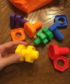 Skoolzy Nuts and Bolts 12 Piece Toy Building Block Set Sensory Occupational Therapy STEM for 18+ Months Toddler Toys & Kids, Includes eBook Travel 12 Piece 38 81RoQFQ1TlL 1