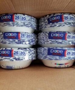 Dixie Ultra Disposable Paper Bowls, 20oz, Dinner or Lunch Size Printed Disposable Bowls, Packaging and Design May Vary, 26 Count (Pack of 6) White 32 81RpSH6LgbL