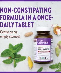 New Chapter Iron Supplement, Whole-Food Fermented Iron Complex Made with Organic Vegetables & Herbs + One Daily Non-Constipating Dose- 60ct, 2 Month Supply 60 Tablets 16 81RplSB2oiL