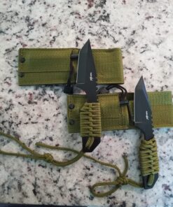 Survivor HK-106320-2 HK-106320 Series Fixed Blade Outdoor Knife, Tanto Blade, Cord-Wrapped Handle, 7" Overall, Green (Pack of 2) 27 81RprgiBNtL