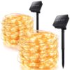 2 Pack 100 LED 8 Modes Copper Wire Waterproof Solar Fairy String Lights,Warm White 2 Pack-100 LED 18 81RumqH JbL