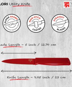 Kuhn Rikon Colori Utility Knife with Safety Sheath, 5 inch/12.70 cm Blade, Red 3 81Rw9Y34eL