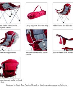 ONIVA - a Picnic Time brand Reclining Camp Chair, Beach Chair for Adults, Sports Chair with Carry Bag Black/Gray 16 81RwiDcmNoL