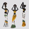 Gedengni 𝑩𝒍𝒂𝒄𝒌 𝑭𝒊𝒈𝒖𝒓𝒊𝒏𝒆𝒔 𝑨𝒇𝒓𝒊𝒄𝒂𝒏 𝑨𝒓𝒕 𝑫𝒆𝒄𝒐𝒓, African Figure Sculpture Tribal Lady Figurine Statue Decor Collectible Art Piece, 7.5-Inch, Pack of 3 Yellow Statu -3pc 46 81RxauxVsL